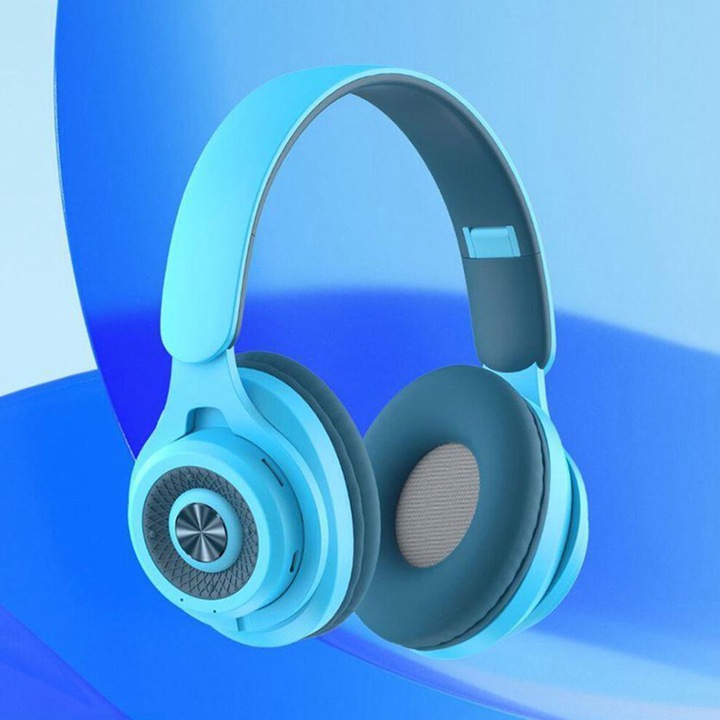 Vezeték nélküli Bluetooth fejhallgató, mikrofon, zajszűrés, összecsukható, kék, 17.5x6.3x2.7cm