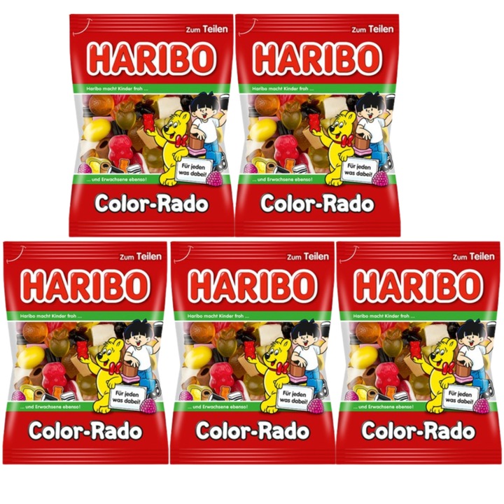 Jeleuri, Haribo, Colo Rado Mix, Set 5 bucati, 175 g per bucata