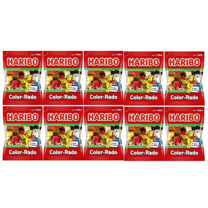 Jeleuri, Haribo, Colo Rado Mix, set 10 bucati, 175 g per pachet