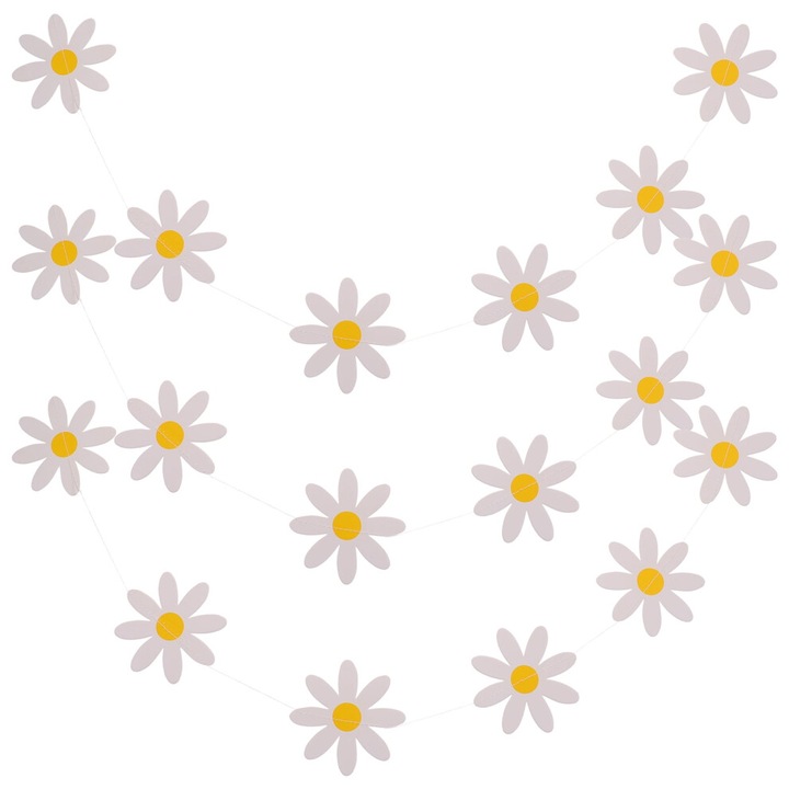 3 db margarétás parti banner szett, fehér, 250x7cm