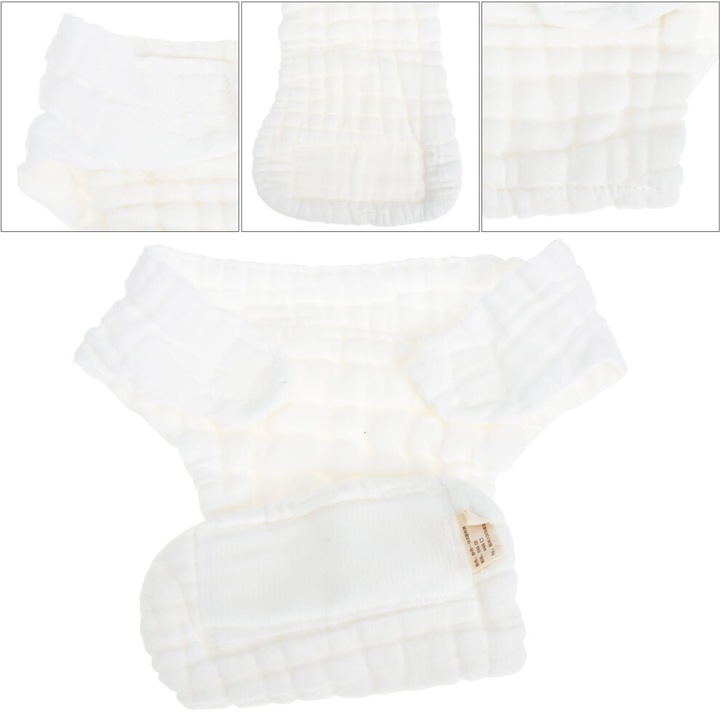 Scutece lavabile bumbac, set 5 buc, alb, S 0-3 luni, 37x27x0.5cm