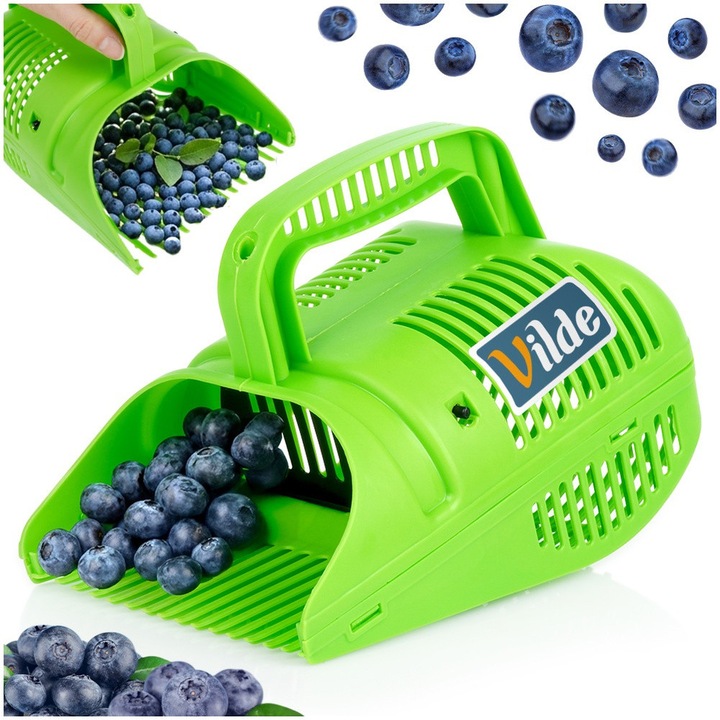 Pieptene Recoltare Fructe De Padure, Vilde, Model Ergonomic Cu Maner, 22 x 13.5 x 15.5 cm, Verde, Plastic Premium Durabil, Aparat Manual Ideal Pentru Cules Afine Coacaze Aronia Si Mure, Recoltare Rapida Usoara Fara Deteriorarea Arbustilor In Gradina