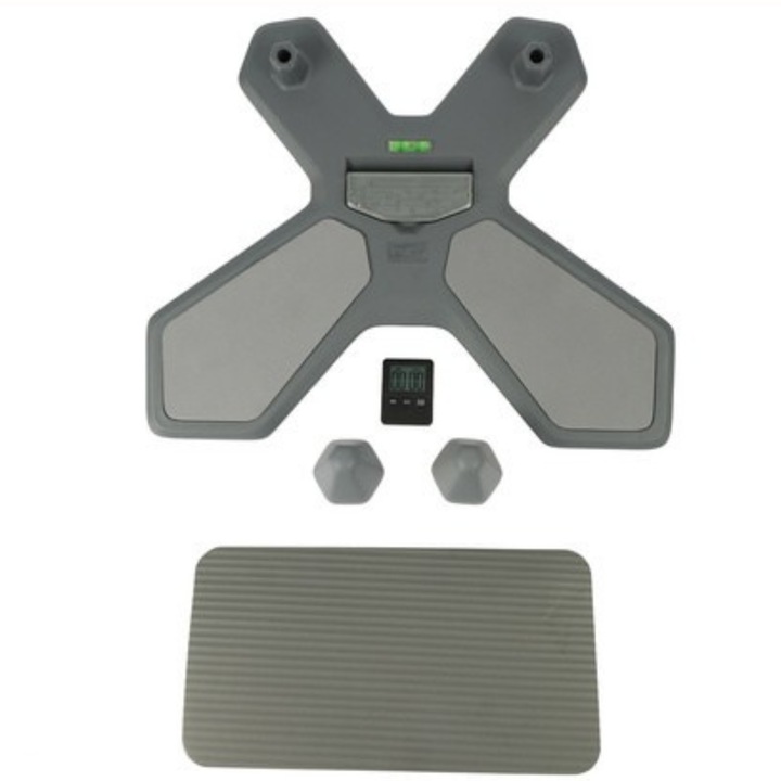 VarioShop® multifunkcionális egyensúlyozó deszka, elektronikus számlálóval, 2 az 1-ben megfordítható panellel, vízmértékkel és csúszásmentes felülettel, hasizom edzéshez, fitneszhez és koordinációhoz, 52x41 cm