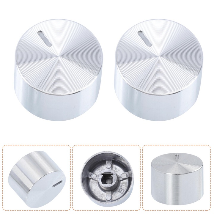Set 5 butoane metalice argintii pentru aragaz 3.5x3.5cm