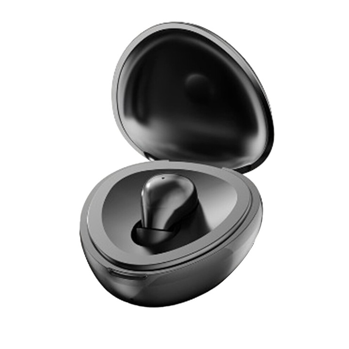 Bluetooth 5.4 Mini In-Ear Egyfülhallgató, hosszú üzemidő, fekete, 4.5x4.5x2.5cm