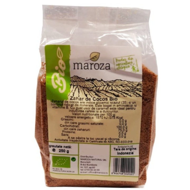 Zahar de cocos bio, 250gr, Maroza