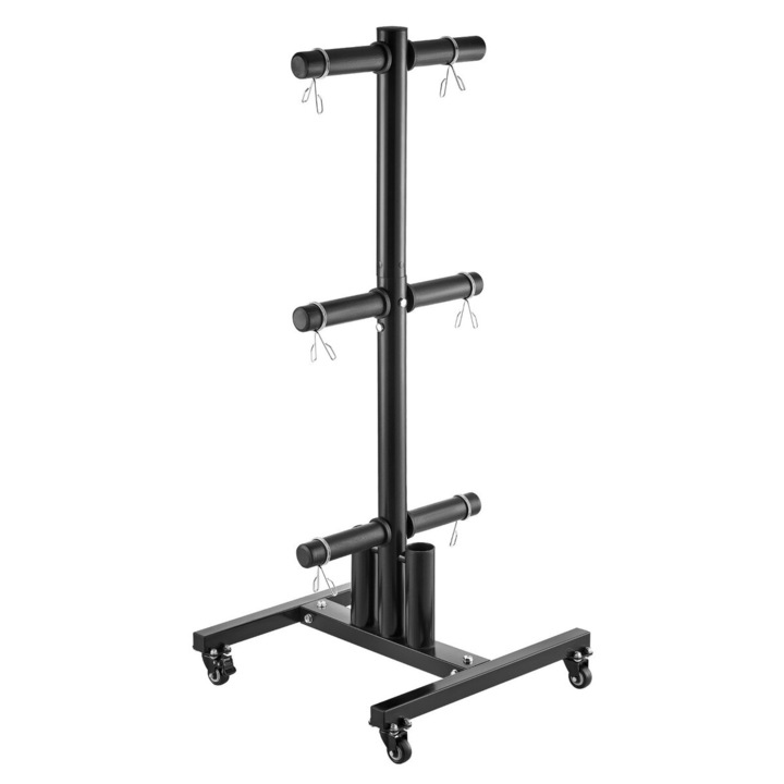 Стойка за тежести VEVOR YFRK-B34 черна 600x600x1350mm с колела капацитет 454kg