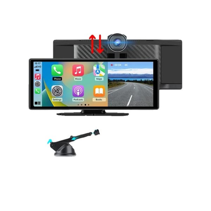 4K dupla autós DVR kamera, 10.26 hüvelykes érintőképernyő, fekete, 24x9.5x6.5cm