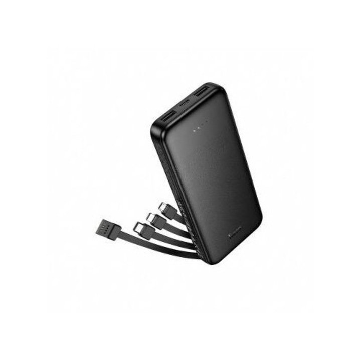 Baterie Externa Hoco J163 10000mAh 10W 1 x Lightning - 1 x microUSB - 2 x USB-A - 1 x USB-C Negru