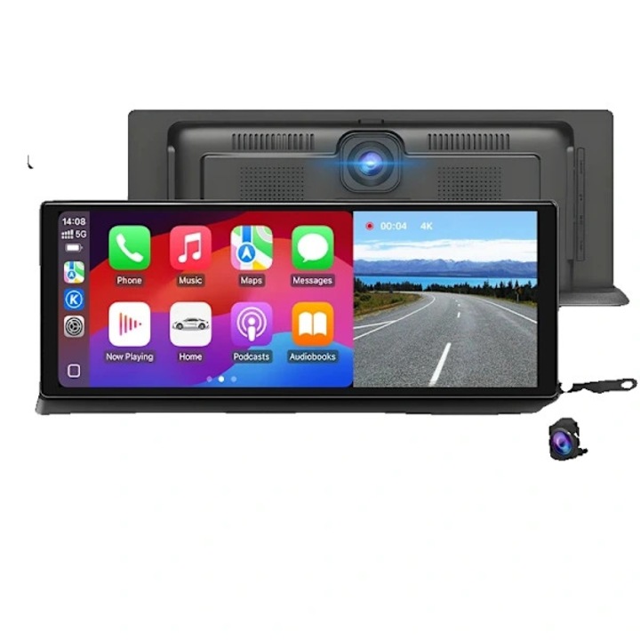Kettős lencsés autós kamera 4K, GPS, érintőképernyő, fekete, 24x9.5x6.5cm