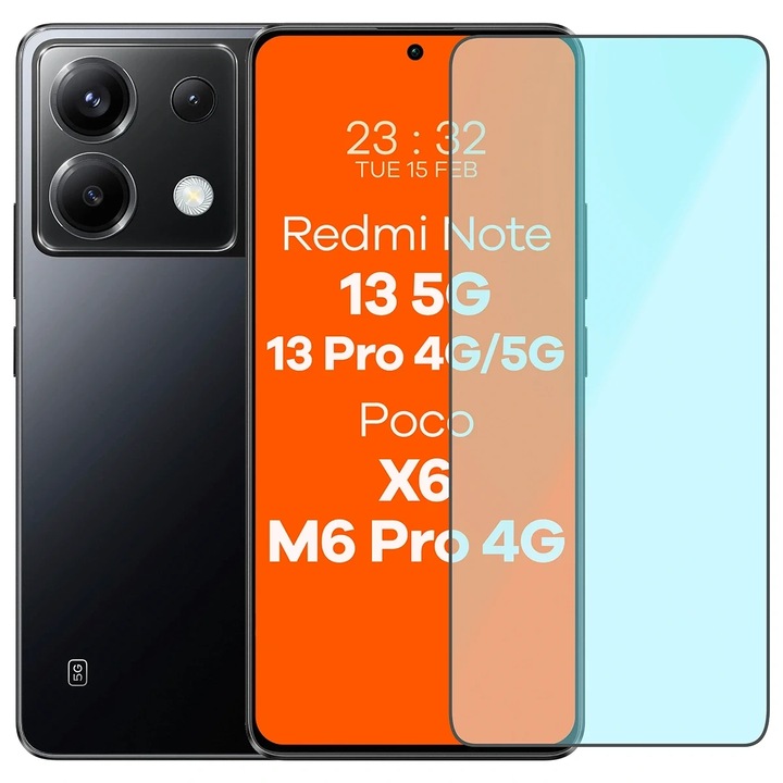 Folie sticla securizata Bizon Smart Glass compatibila cu Xiaomi POCO X6 / Redmi Note 13 5G / 13 Pro 4G/5G / POCO M6 Pro 4G, Transparent