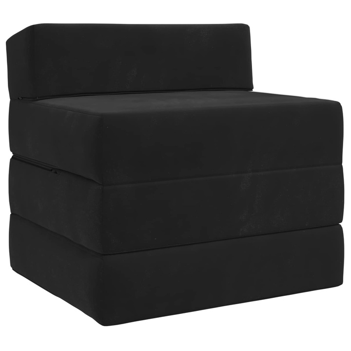 Canapea Pat Pliabila vidaXL, Negru 200 x 70 x 15 cm Catifea