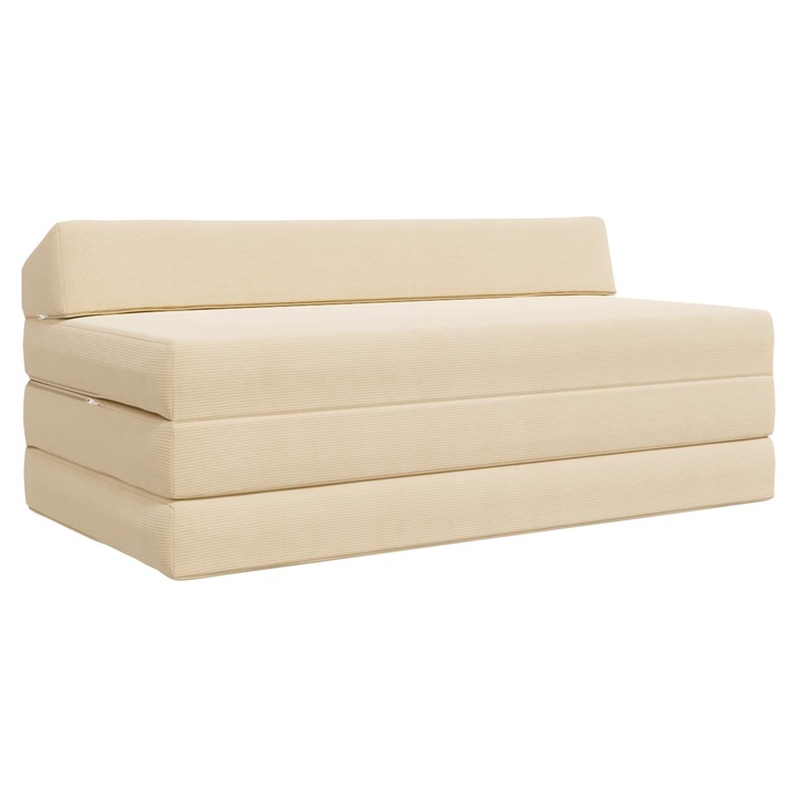Canapea Pat Pliabila vidaXL, Crem 120 x 60 x 49 cm Tesatura