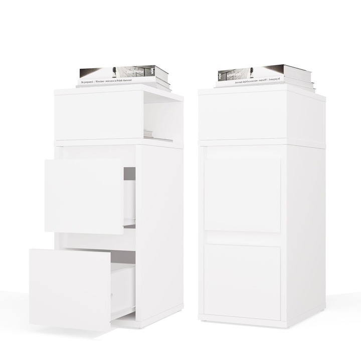 Éjjeliszekrény Topeshop York fehér 27x65x32cm 2 fiók polc