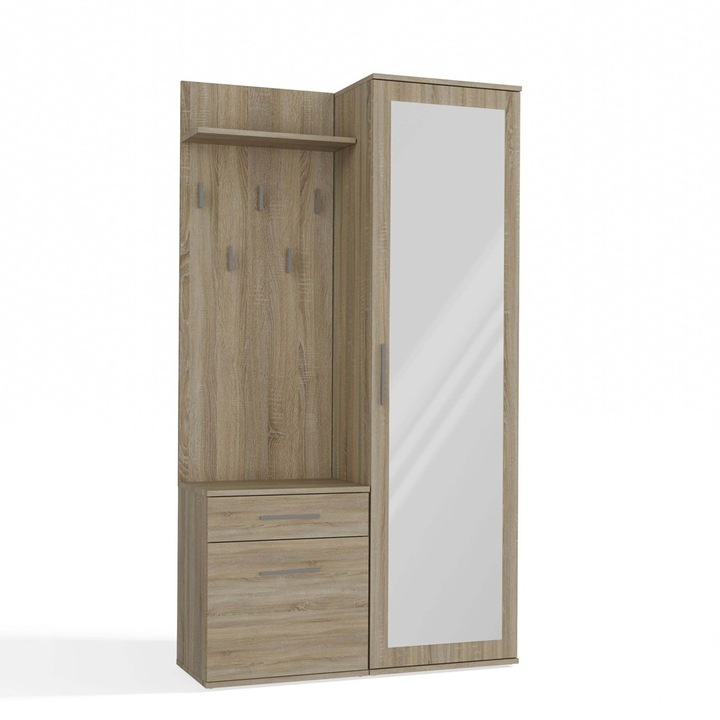 Огледален гардероб Topeshop Duo, с закачалка и чекмедже, дъб сонома, 180x40x200см