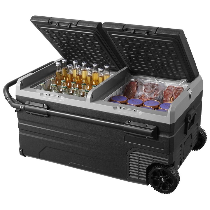 Frigider auto VEVOR 95L dual zone portabil, roti, maner, negru, 1005x571x465mm