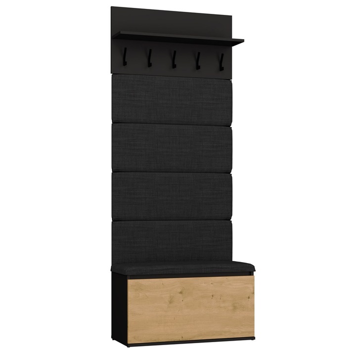 Комплект мебели за антре Topeshop Lior черен дъб артезан 80x44.5x35см
