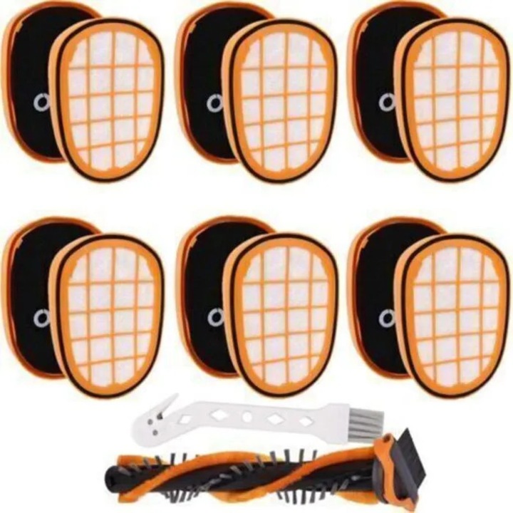 Kit accesorii aspirator, perie rotativa, 6 filtre, perie mica, alb