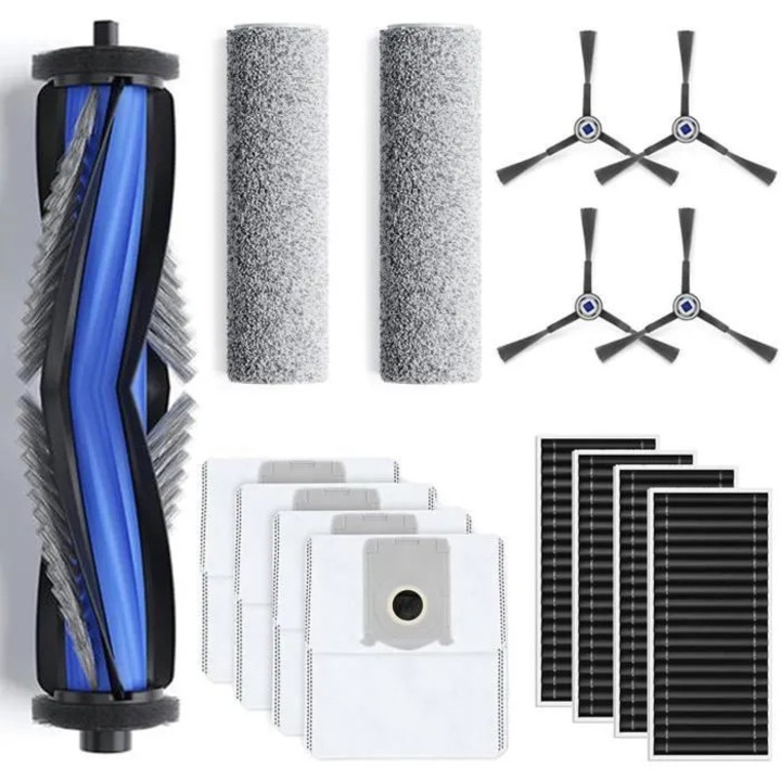 Set 15 accesorii aspirator robot, perie principala cauciuc, filtre HEPA, saci praf, perii laterale, multicolor