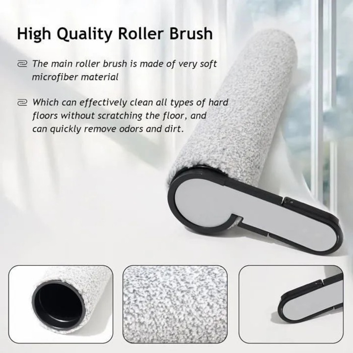Set 2 role de perie si 2 filtre HEPA compatibile cu Roborock F25/F25 ACE/F25 RT/F25 LT/F25 ALT, role din microfibra, filtre HEPA incluse, Gri, 2 role + 2 filtre