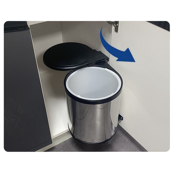 Cos gunoi sub chiuveta, 14L, PVC antracit, rotativ, montare stanga-dreapta