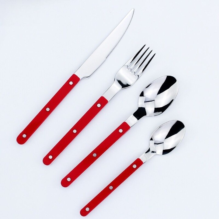 Set tacamuri 4 piese inox, furculita, cutit, lingura, lingurita, 21x23x20.5x13.5cm