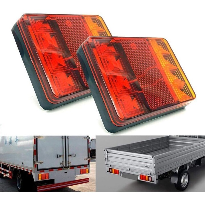 Set 2 lumini spate LED rosu galben 12x9.5x2.3cm 12V pentru vehicule