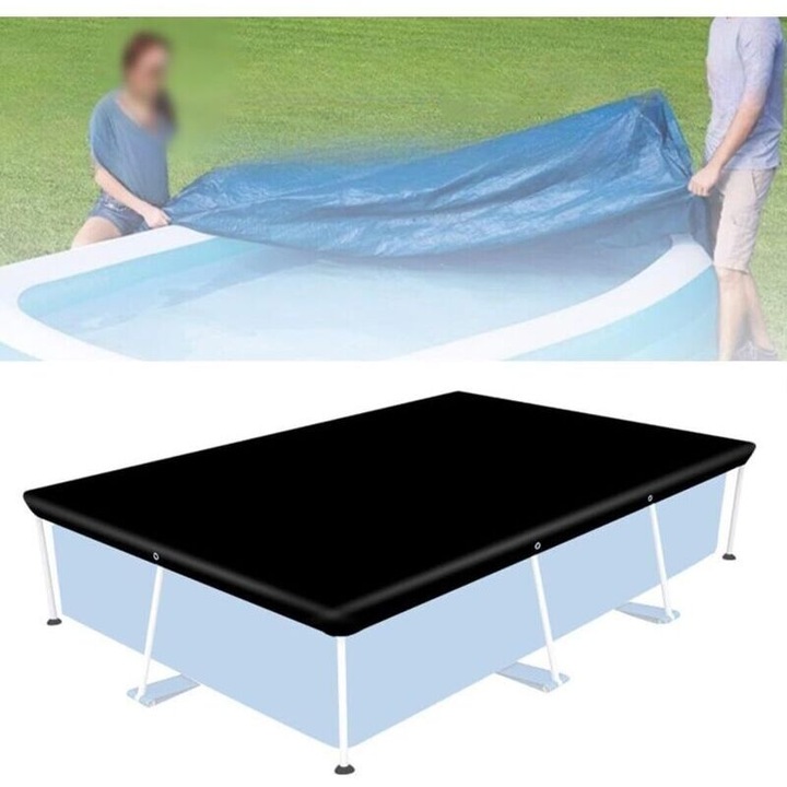 Husa protectie piscina 400x211cm rezistenta la rupere, dreptunghiulara, albastru