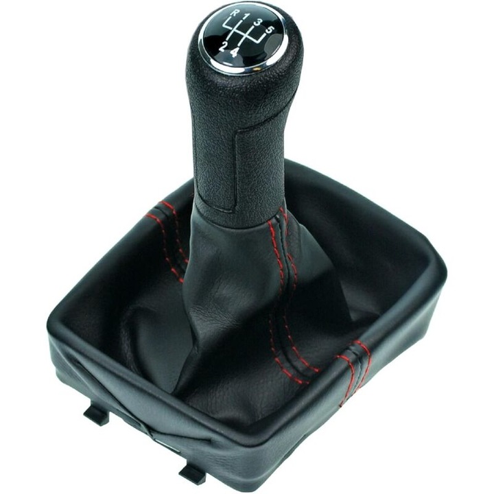 Manson schimbator viteze si nuca VW Polo 9N 2001-2009 negru rosu crom 12mm