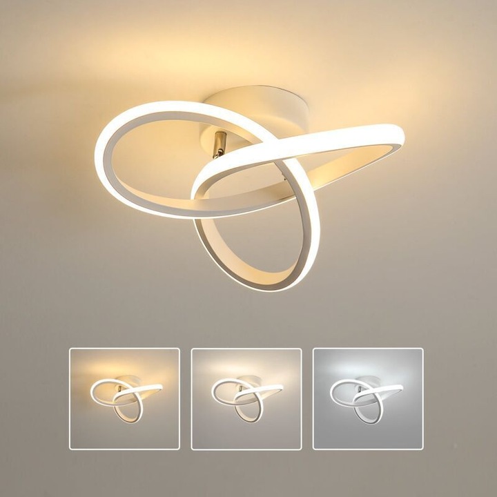 Plafoniera LED 20W reglabila, design modern, alb, 24x24cm
