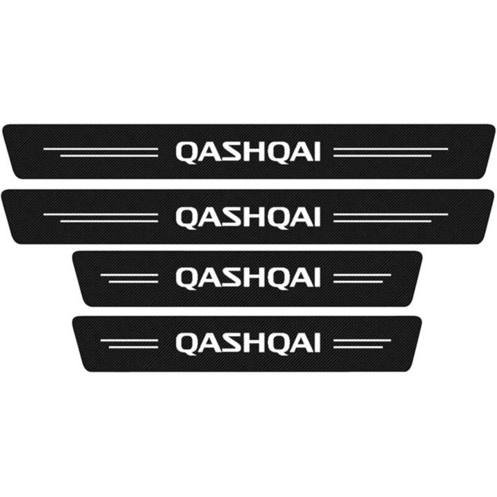 Set 4 placi protectie prag carbon Nissan Qashqai 2009-2021 negru