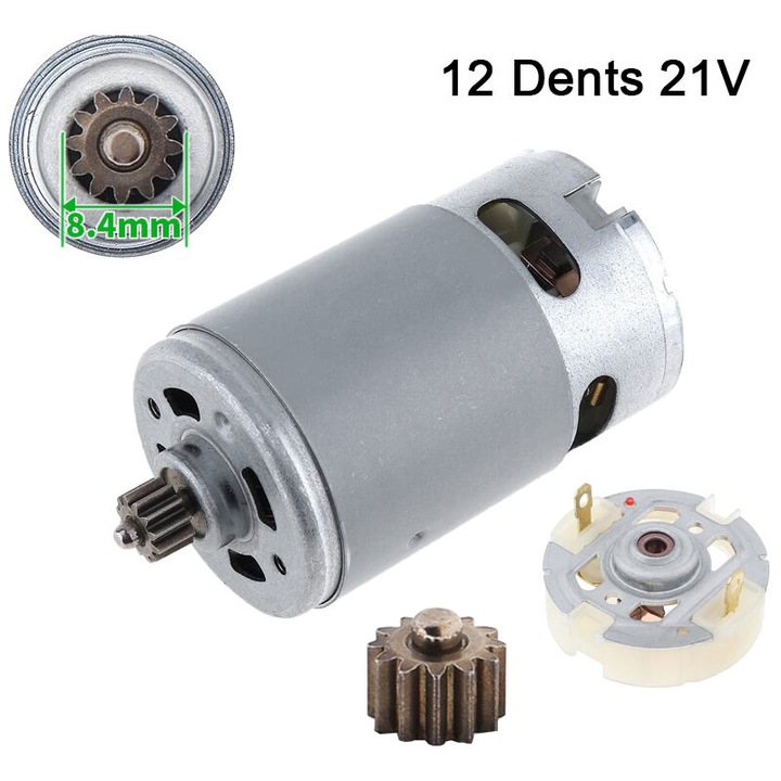 DC 21V villanymotor, 12 fog, tartós, csendes, kompakt