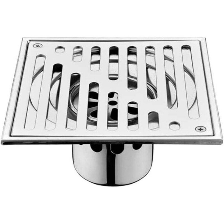 Sistem de scurgere podea inox 304, anti-miros, filtru detasabil, argintiu, 10x10cm