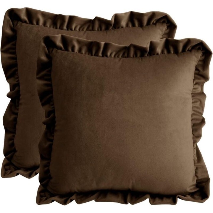 Set 2 fete perna catifea maro 45x45cm decor acasa