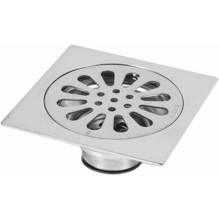 Sifon podea inox 100x100mm argintiu robust anti-miros