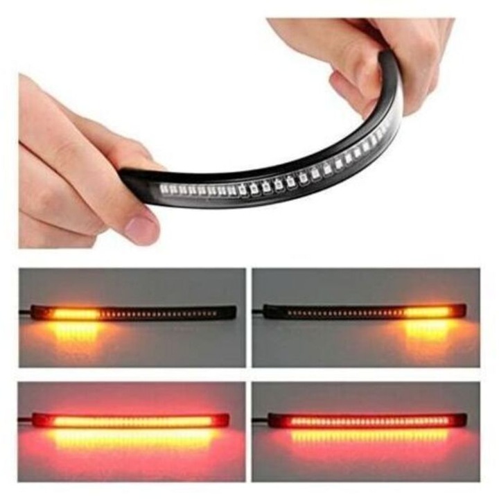 Bara LED universala motocicleta 48SMD rosu-amber 21.3x1.3cm set 4 buc