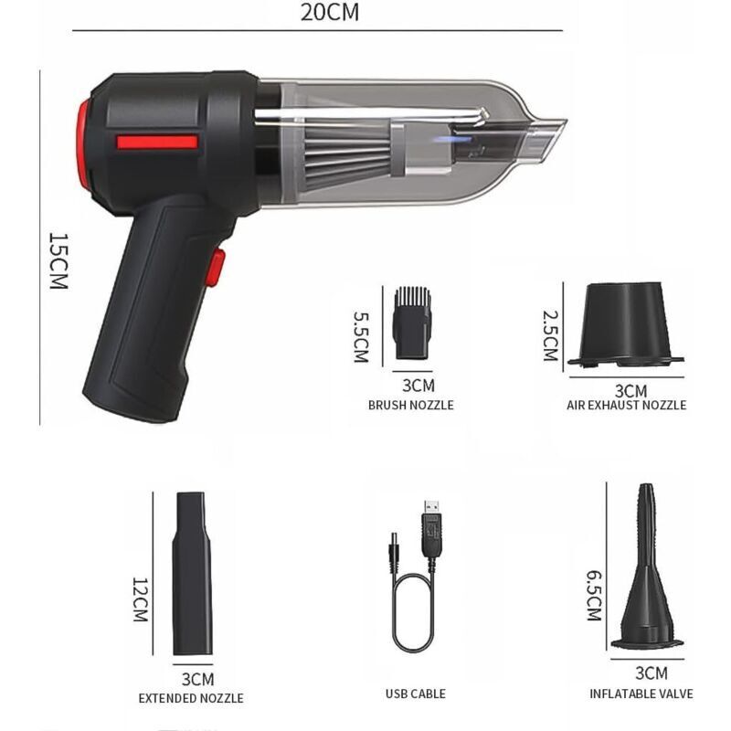 Aspirator electric 3-in-1, 120W, 9000Pa, 4000mAh, accesorii multiple