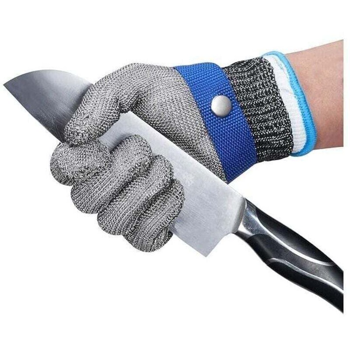 Manusi bucatarie, otel inoxidabil, protectie taieturi nivel 5, gri, 26cm, set 2 bucati
