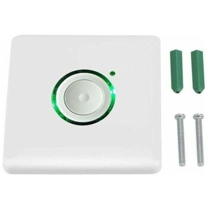 Intrerupator cu temporizator LED tactil 16A 16 trepte alb 8x8cm