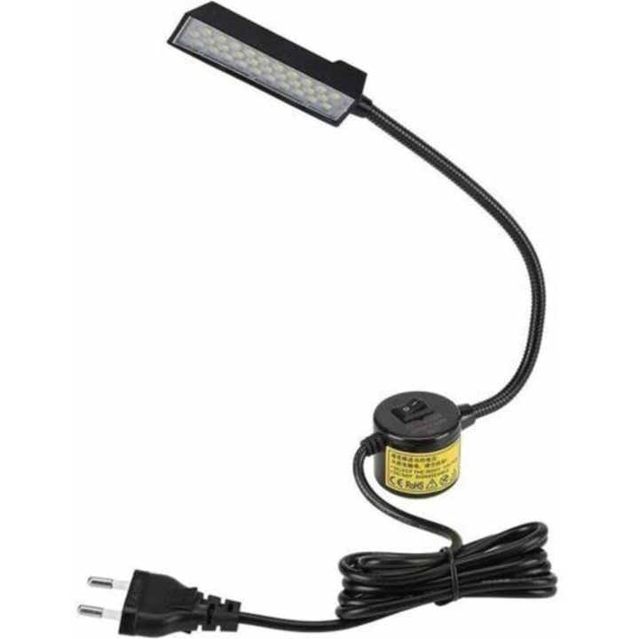 LED lámpa varrógéphez, 30 LED, mágneses talp, kapcsolós kábel, természetes fehér, flexibilis