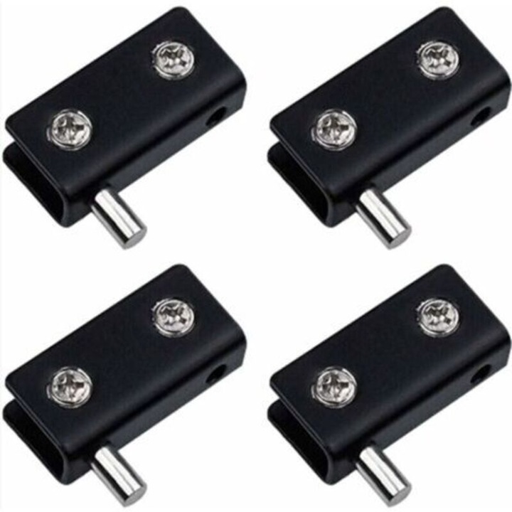 4 db fekete fém forgó zsanér 5-6mm-es üvegajtókhoz 40x14x20mm