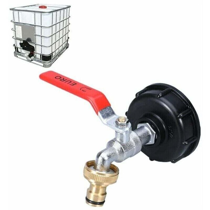 IBC csap adapter, sárgaréz és műanyag, S60x6 menet, 60x15mm, 3/4"