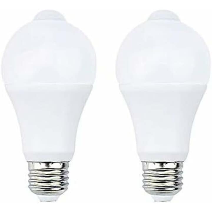 LED Izzó E27 12W mozgásérzékelővel, 2700K, 700lm, 2 db-os szett