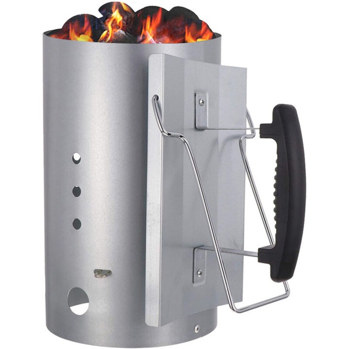 Aprinzator carbune cu doua manere, otel aluminizat, 27x20cm