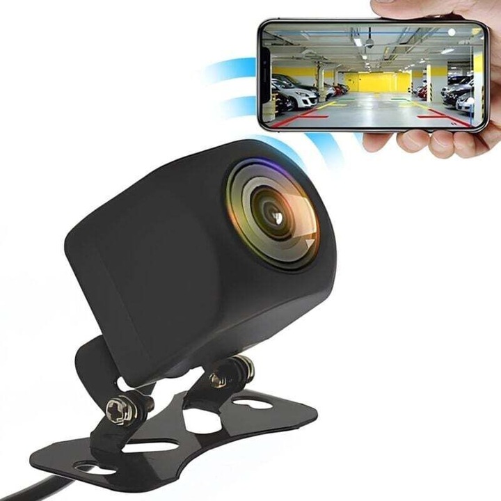 Vezeték nélküli autós kamera 1080P, 170°-os nagylátószög, IP68 vízálló, fekete, univerzális