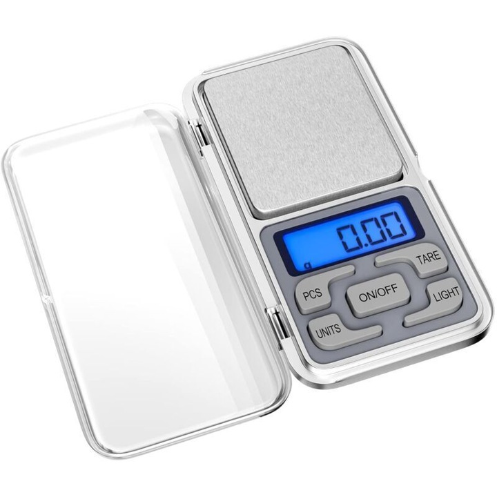 Cantar de bucatarie, precizie 0.01g-500g, inox, ecran LED, 96g-120g