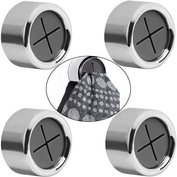 Set 4 carlige adezive pentru prosoape, crom, 4 buc