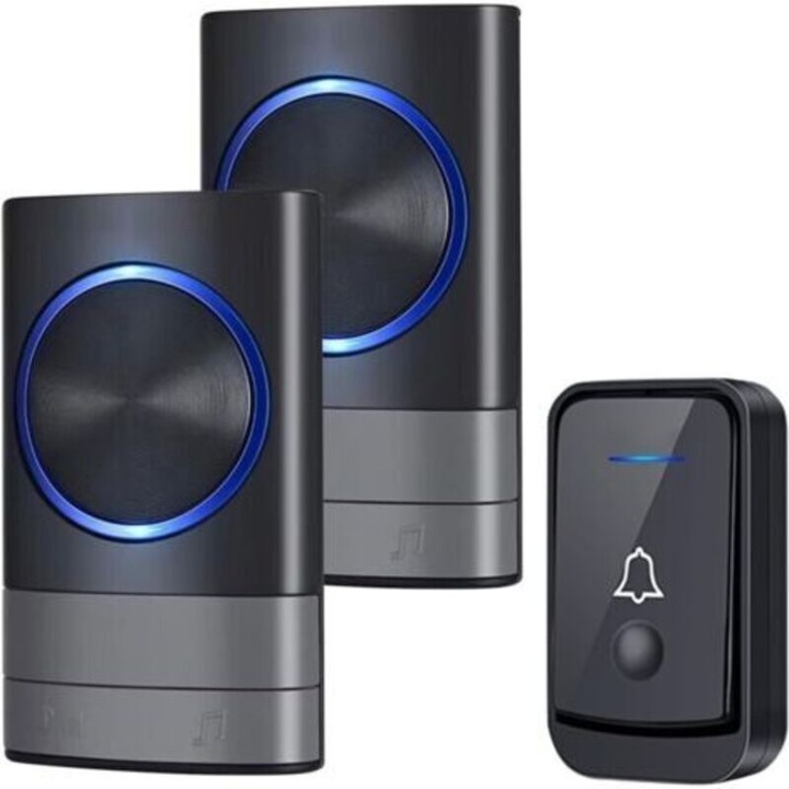 Sonerie wireless, 52 melodii, 4 niveluri volum, negru, 6.1x2.5x10.3cm