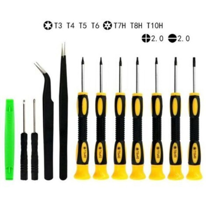 Мултифункционален комплект отвертки Torx, 12 части, магнитни, черни, преносими