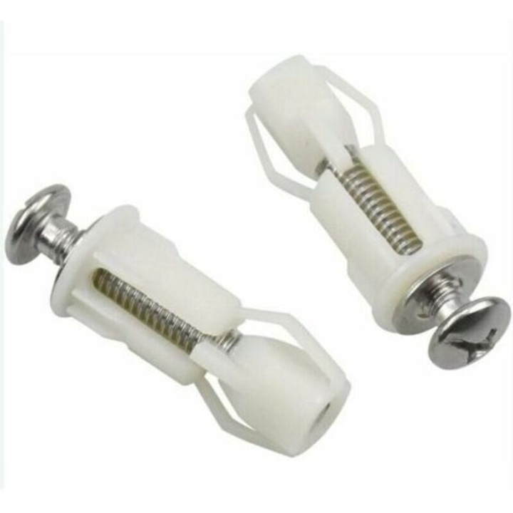 2 db rozsdamentes acél csavar és nylon anya WC-ülőke rögzítéséhez, ezüstfehér, 4.8x0.5cm 3.7x1.7cm